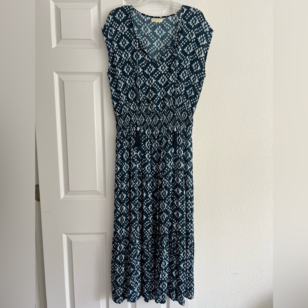 RubyYaya Blue and White Maxi Dress